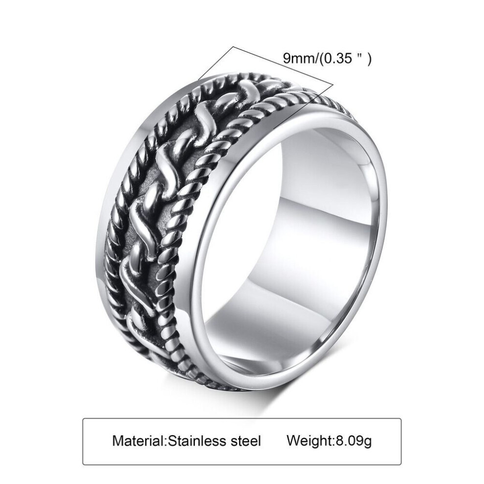 (7) Ikuinen 9mm Men Ring, Vintage Stainless Steel Boys Finger Band, Stylish Twisted Line Texture Ring-image-OPC-PG8JNH9-NEW