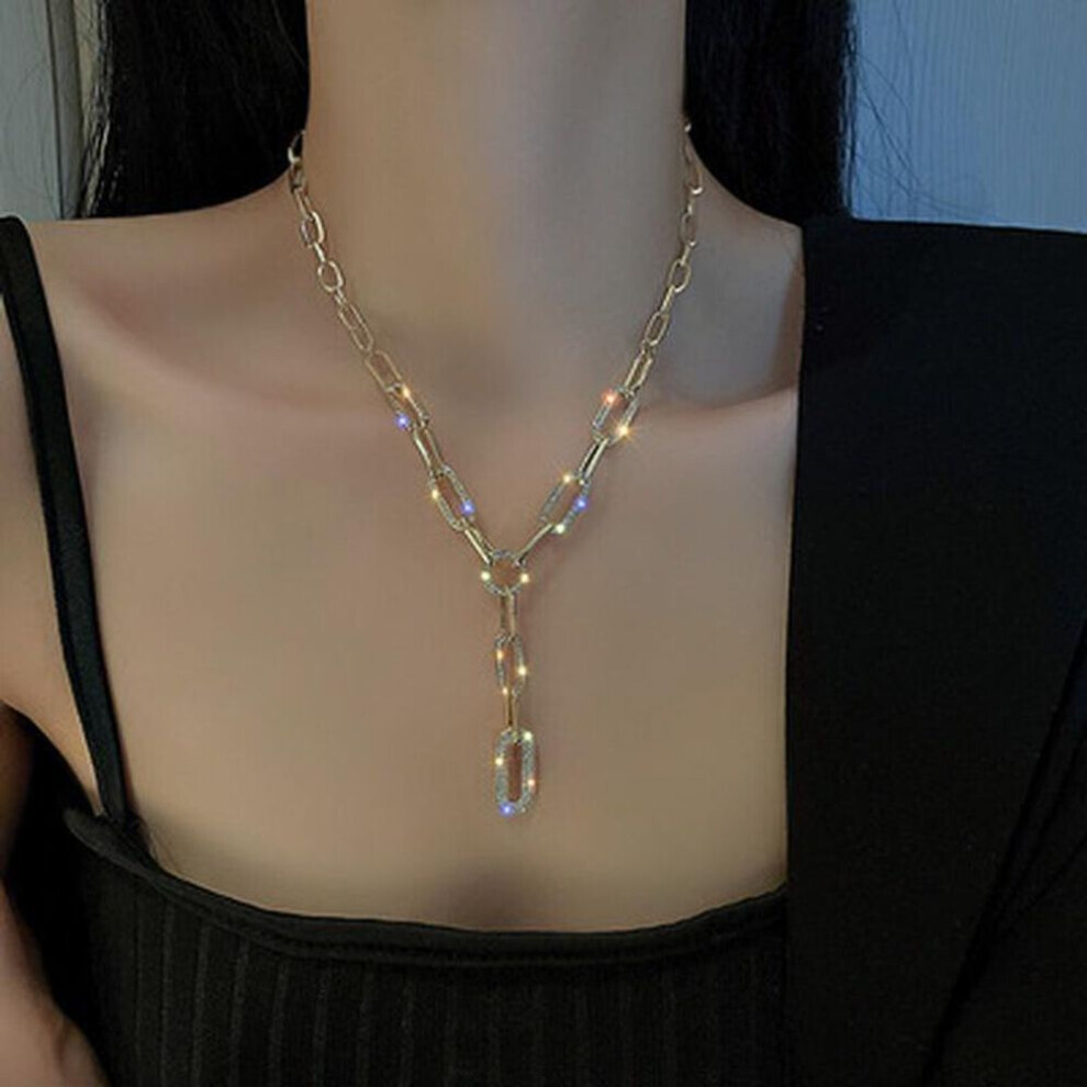 (gold) Metal Chain Around The Neck Design Personality Hip-hop Clavicle Chain Fashion Exaggeration Necklaces Jewelry Gothic