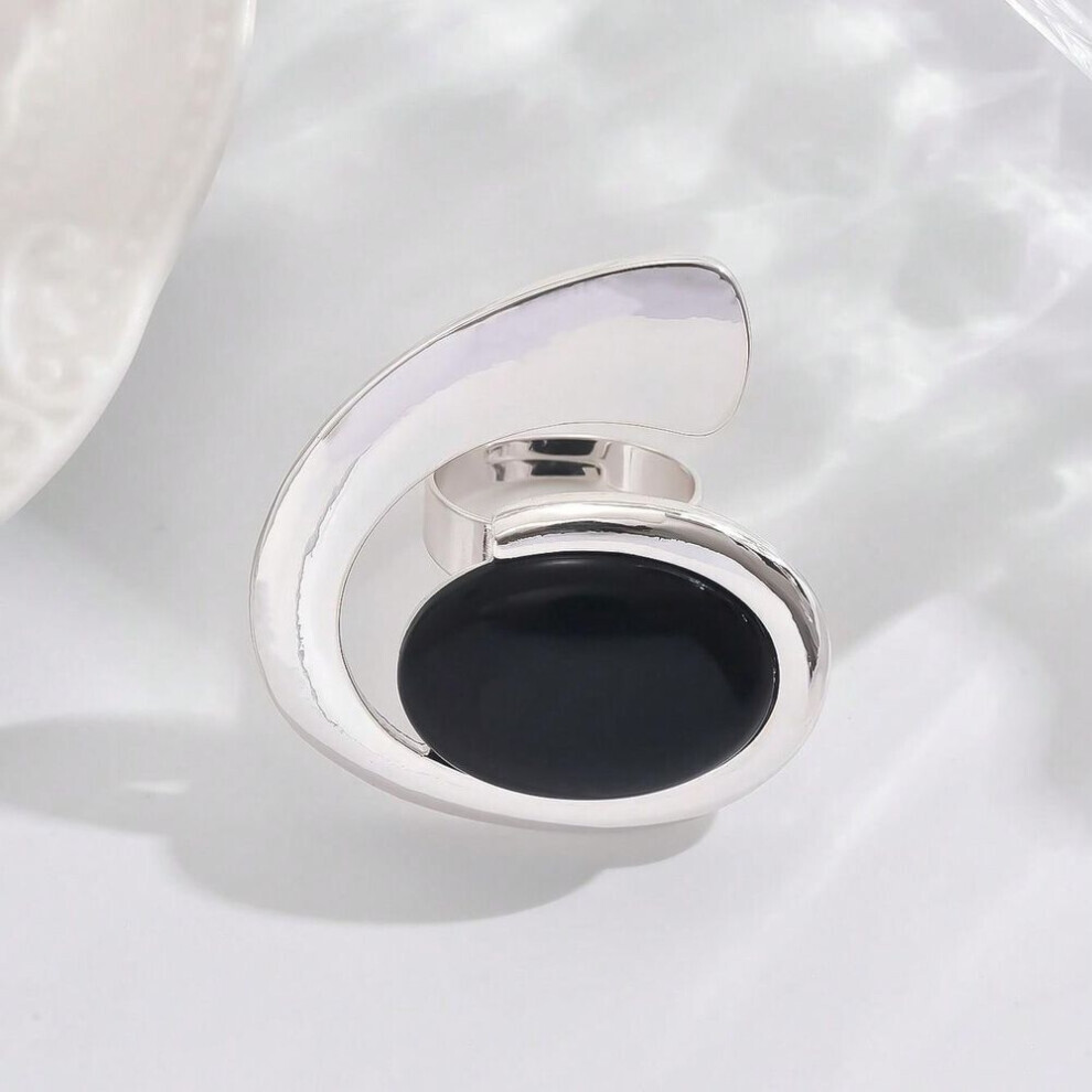 Maxpower (As The Picture, Adjustable Size) 1Pc Exaggerated Geometric Design Western Style Resin & Zinc Alloy Ring For Women, Perfect Gift For Parties And Event Not,Specified