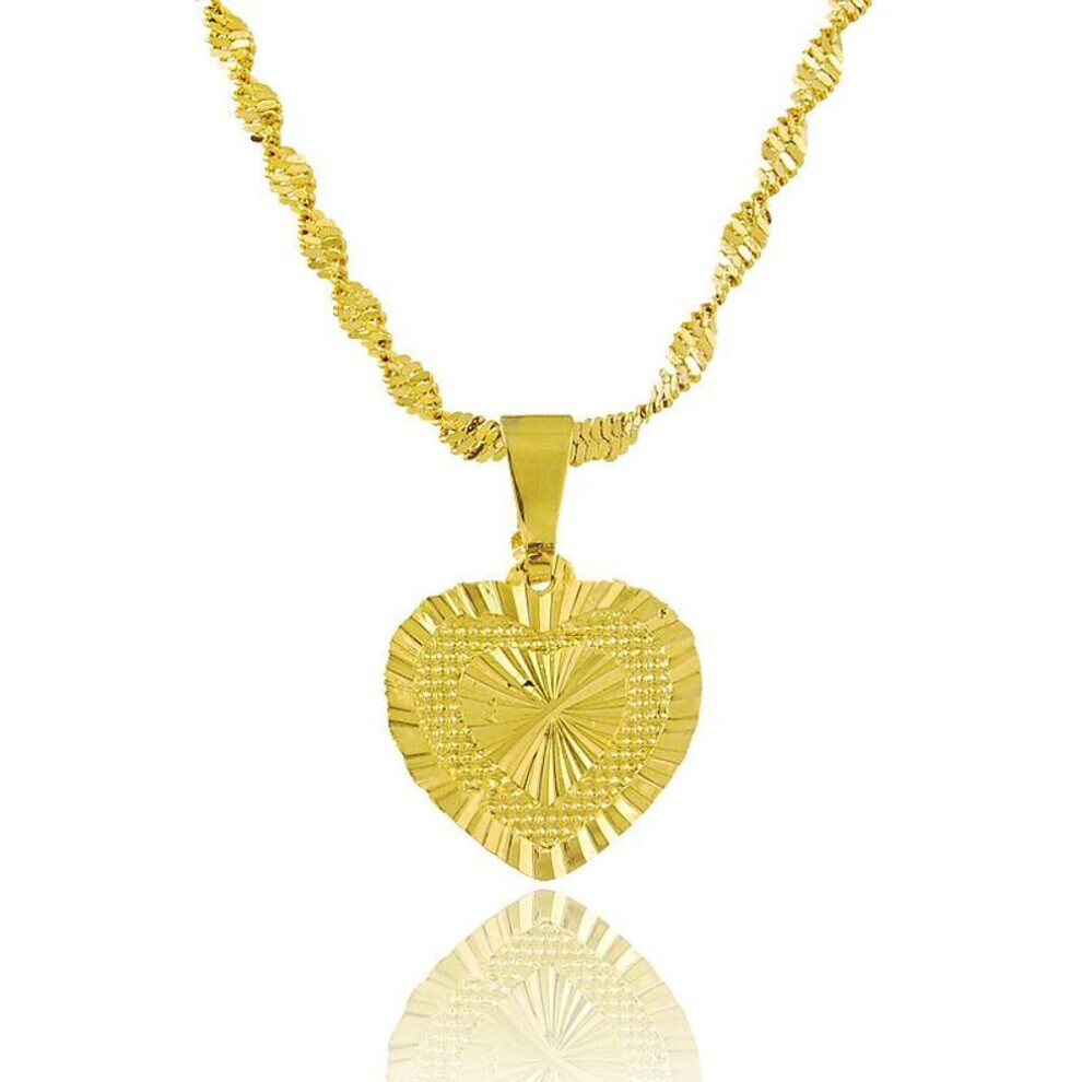 (gold) 24k Plating Gold Necklace Plating Heart Shaped Gold Necklace Ladies Wedding Birthday Gift