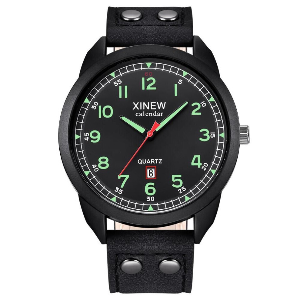Maxpower (As The Picture) Wilkk Men's Leather Date Casual Analog Quartz Wrist Watch Business Watches Gifts