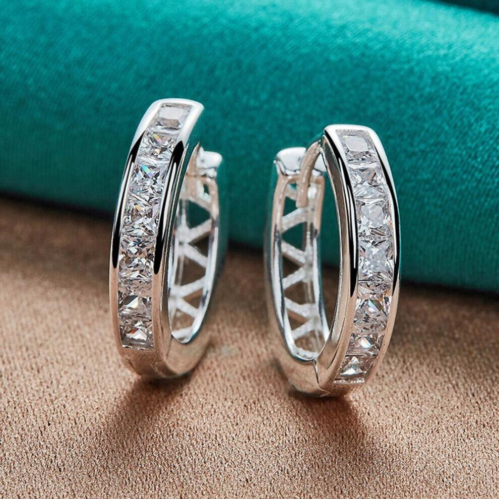 Maxpower (Me403) 925 Sterling Round Zircon Earrings For Wome Charm Jewelry Silver