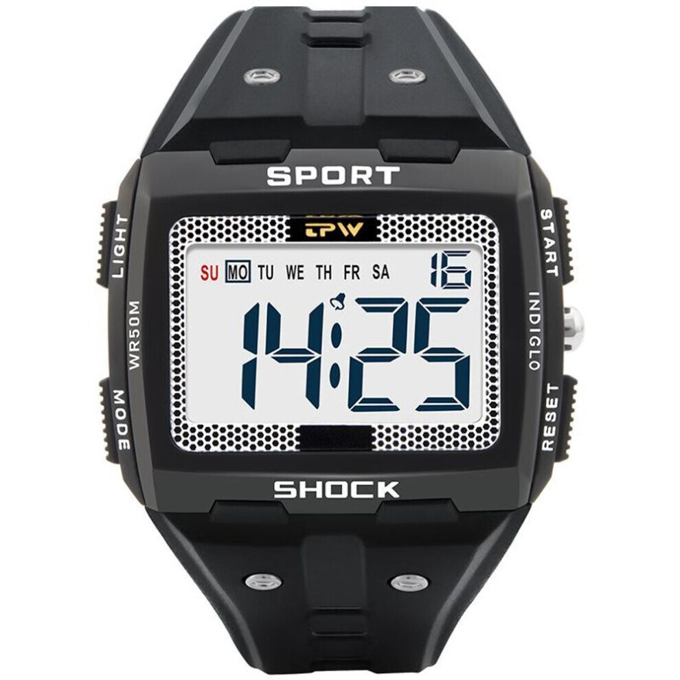 Maxpower (Black) Digital Watch Outdoor Sport Watch 50M Waterproof Swimming Wristwatch Led Men Watch Black