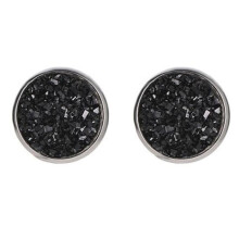 (black) Fancy Trinket Ear Stud Decorative Colorful Stainless Round Shaped Crystal Stone Ear Stud