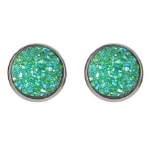 (green) Fancy Trinket Ear Stud Decorative Colorful Stainless Round Shaped Crystal Stone Ear Stud