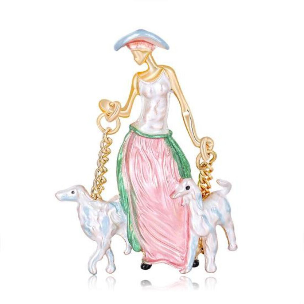 Maxpower (Pink) Temperament Painted Girl Cartoon Brooch All-Match Dripping Oil Brooch Pink