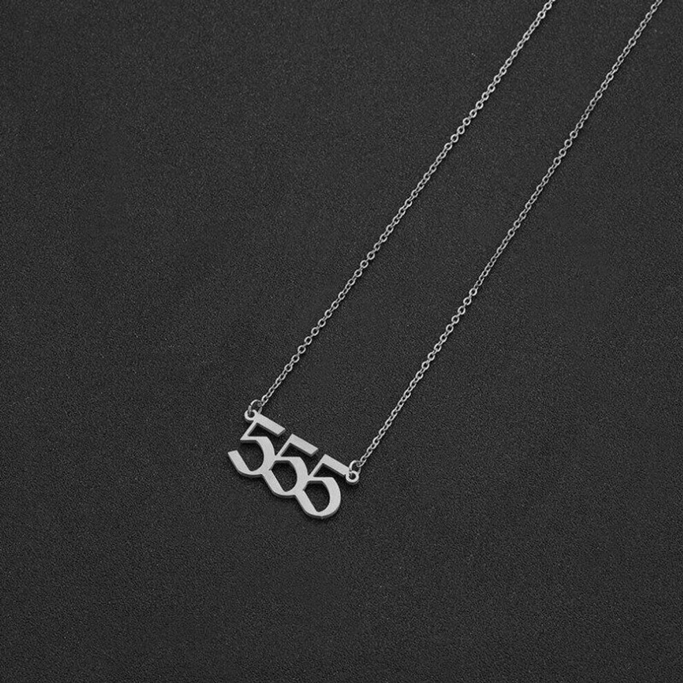 Maxpower (As The Picture, 5) Stainless Steel Angel Number Necklace 111 222 333 444 555 666 777 888 999 For Women Men Lucky Number Chain Necklaces Jewelr Silver