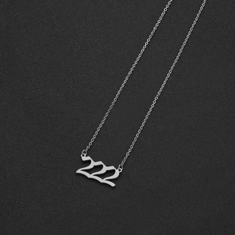 Maxpower (As The Picture, 2) Stainless Steel Angel Number Necklace 111 222 333 444 555 666 777 888 999 For Women Men Lucky Number Chain Necklaces Jewelr Silver