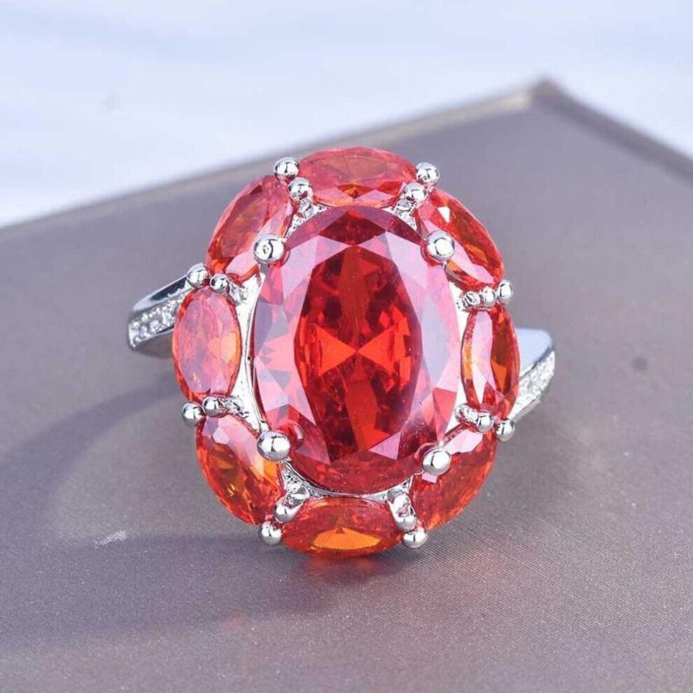 Maxpower (, Open) Sace Gems Classic Copper Alloy Zircon Ring Ladies Jewelry Wedding Promise Party Gift Red