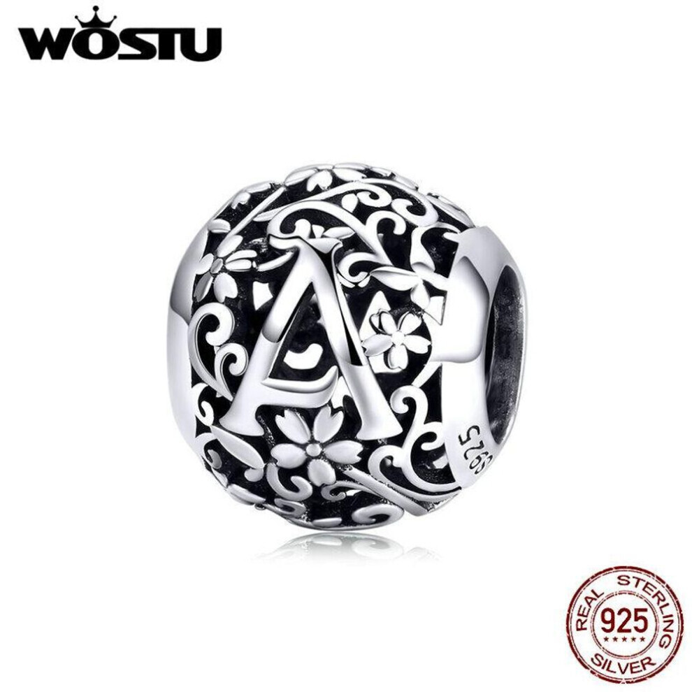 Maxpower (A) Wostu Authentic Original 925 Sterling Mori Letter A-Z Charm Beads For Women Bracelet & Bangle Diy Jewelry Making Silver