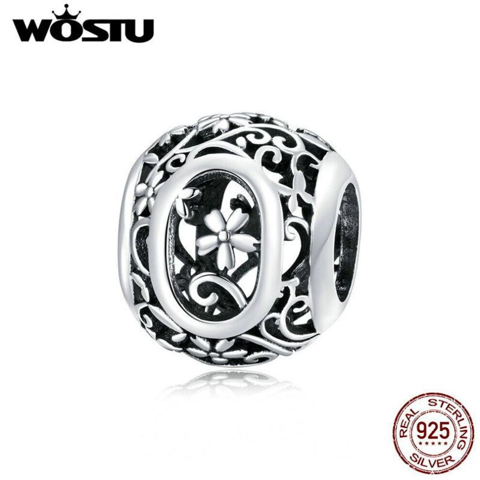 Maxpower (O) Wostu Authentic Original 925 Sterling Mori Letter A-Z Charm Beads For Women Bracelet & Bangle Diy Jewelry Making Silver