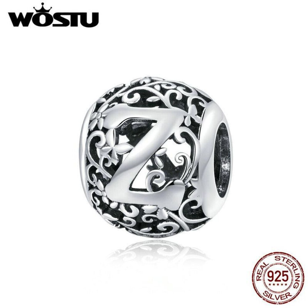 Maxpower (Z) Wostu Authentic Original 925 Sterling Mori Letter A-Z Charm Beads For Women Bracelet & Bangle Diy Jewelry Making Silver