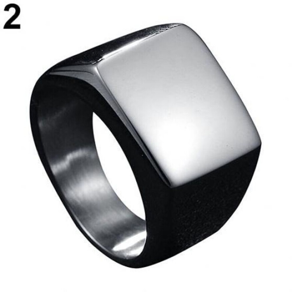 (silver, US 12) Fashion Men Stainless Steel Plain Square Wedding Finger Ring Band Punk Jewelry