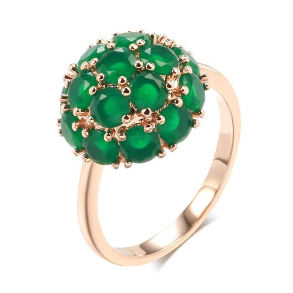 (green, 10) Full Emerald Green Zircon Spherical Luxury Rings Women Wedding Party Jewelry