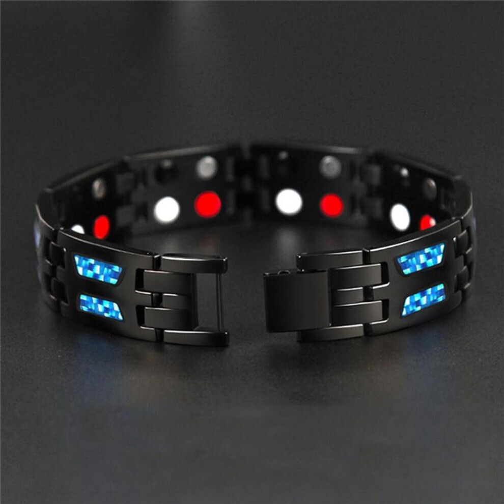 Maxpower (Navy Blue) Double Row Negative Ion Germanium Blue Slimming Bracelet For Man Titanium Carbon Fiber Bracelets Bangles Gift Drop Shipping
