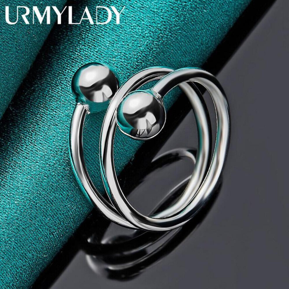 Maxpower (Resizable) 925 Sterling Double Round Head Ring Fashion Charm Jewelry Mr003 Silver