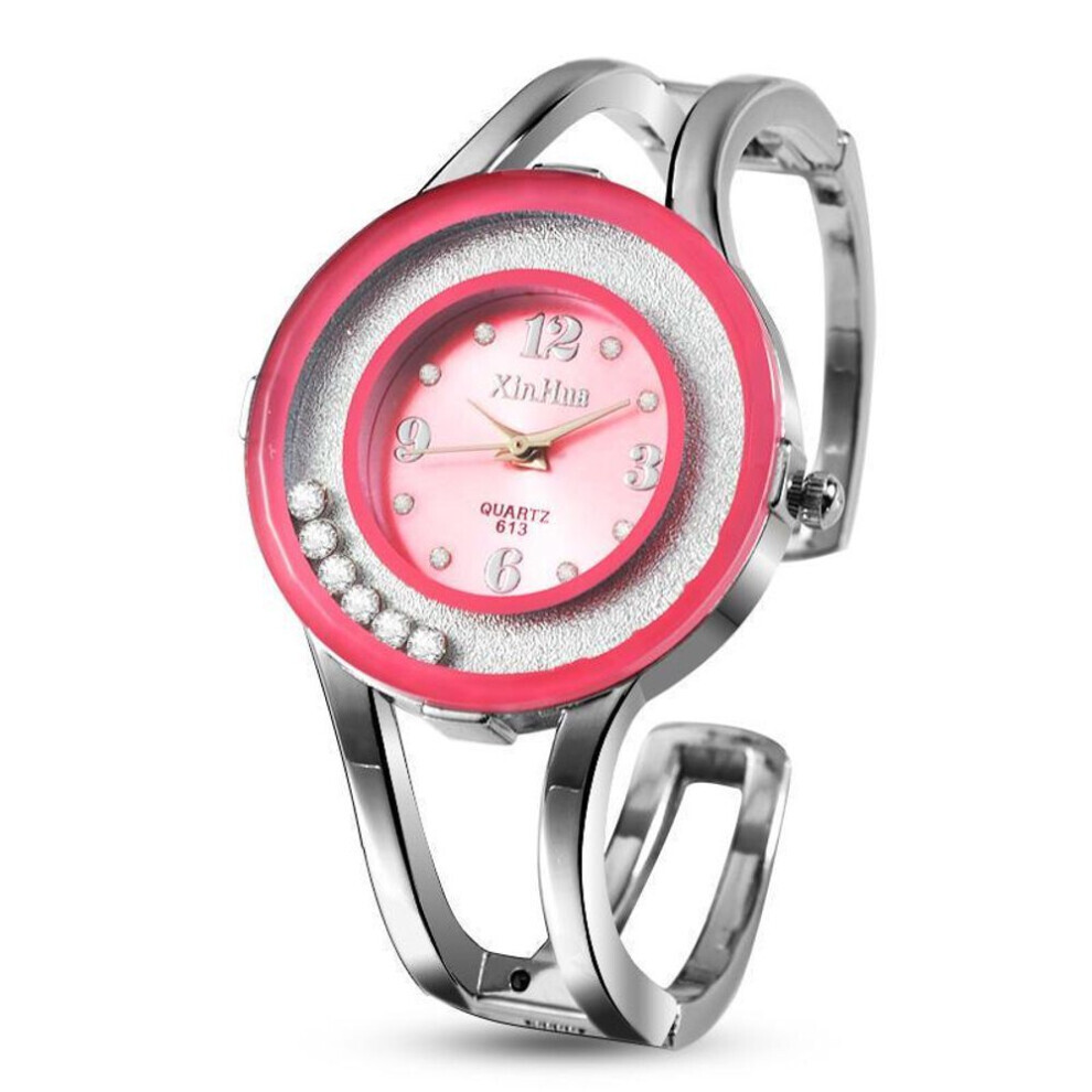 (pink) Xirhua Fashion Shiny Diamond Women&apos;s Watches Stainless Steel Bracelet Watch