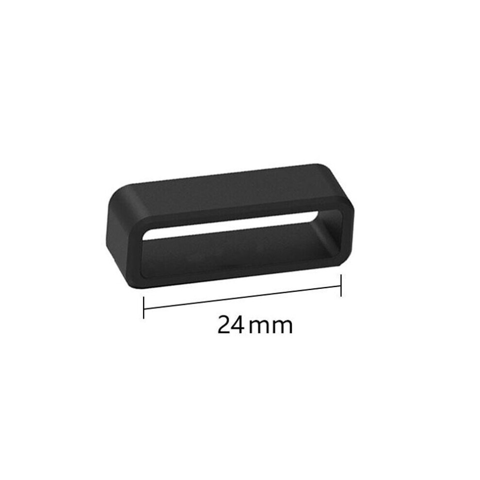 Maxpower (Black, 24Mm) 5Pcs Black Watch Strap Keeper Loop Watchband Hoop Silicone Retainer Ring 16Mm-30Mm Replacement