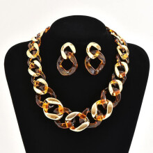 (as the picture) Chunky Chain Earrings Necklace For Women Punk Acrylic Choker Vintage Jewelry Set
