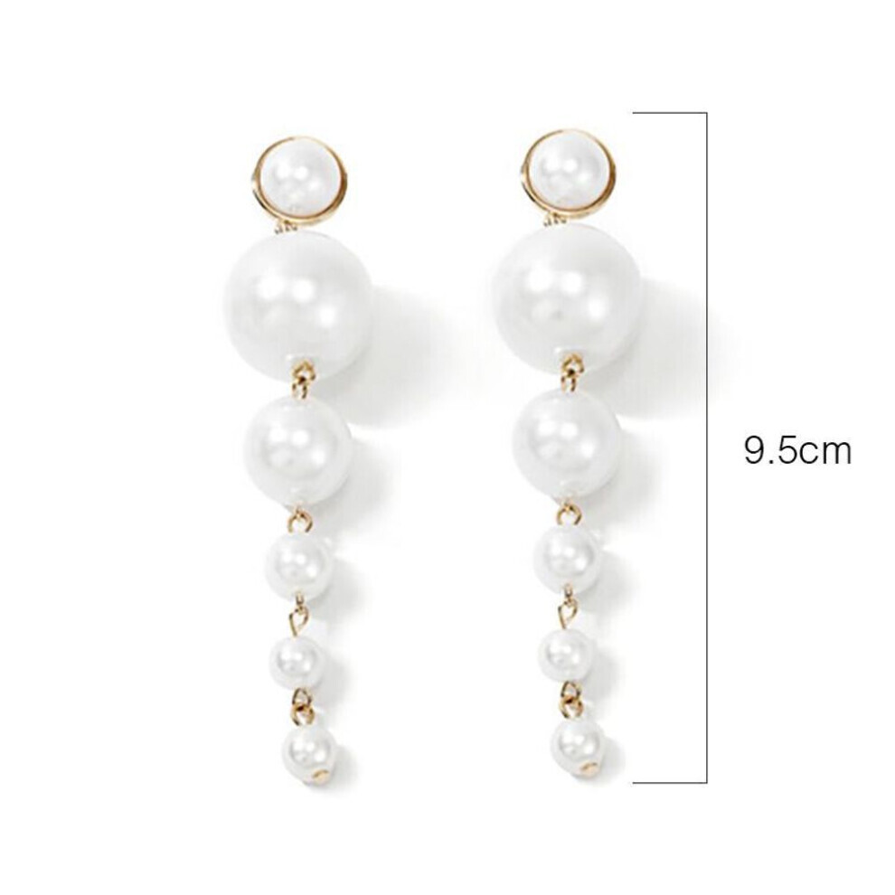 Maxpower (White) Elegant Romantic Simple Big Tassle Long Dangle Earrings Women's Wedding Party Punk Gift