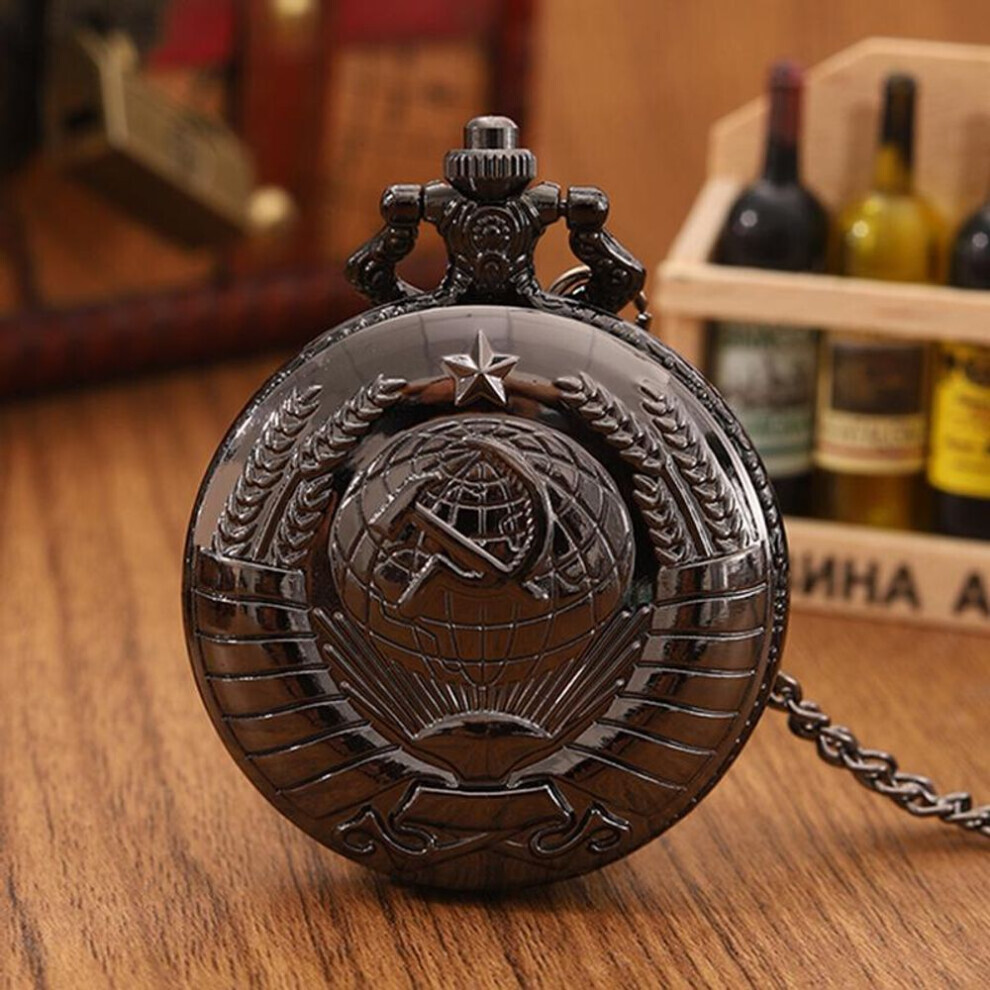 (as the picture) Mens Pocket Watches Retro Clock Men&apos;s Black Pocket Watch Male Quartz Watches Vintage Pendant With Chain Gift