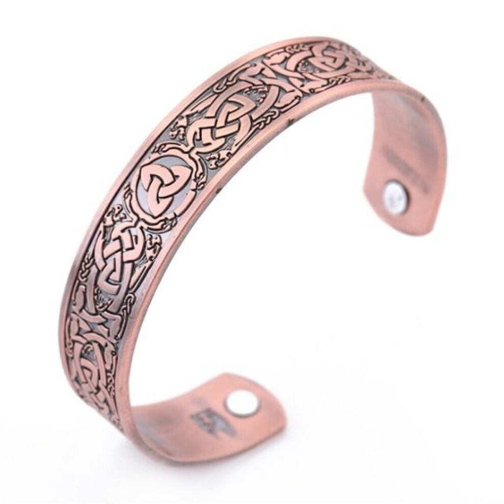 (rose gold) Fashion Vintage Viking Celtic Knot Pattern Magnetic Trend Bracelet Unisex Jewelry Gift