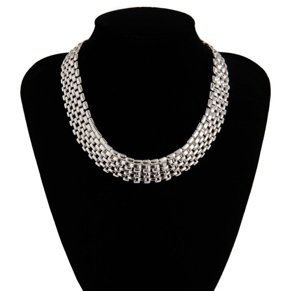 (silver) 1pc  Exaggerated Cuban Chunky Thick Chain Necklace Women High Quality Big Iron Metal Silver Color Necklace Neck Jewelry Steampunk Men Ysx