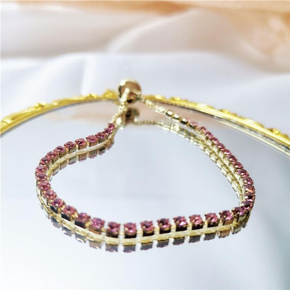 Maxpower (Pink) Cubic Zirconia Bracelet Bangle Beads Adjustable Handmade Charm Bracelets Women Fashion Jewelry Gifts Pink