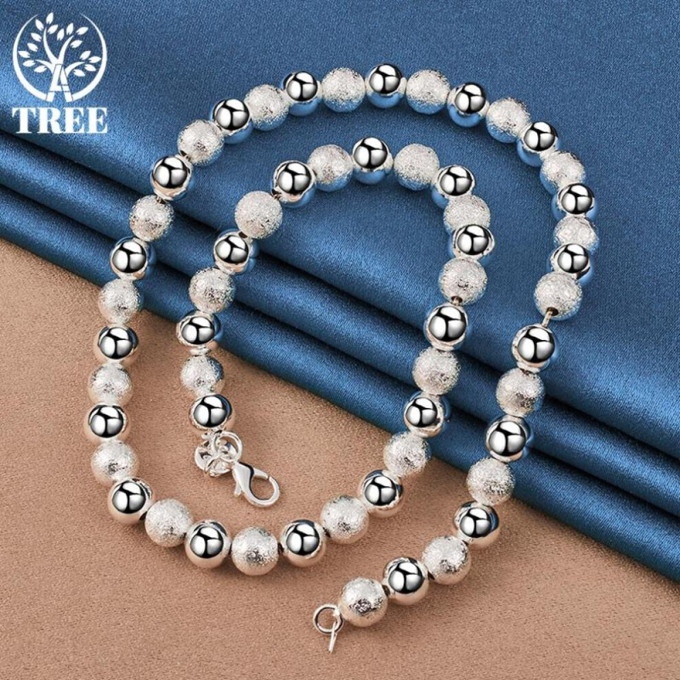 Maxpower (45Cm) 925 Sterling Silver 8Mm Bead Ball Chain Matte Smooth Necklace Jewelry