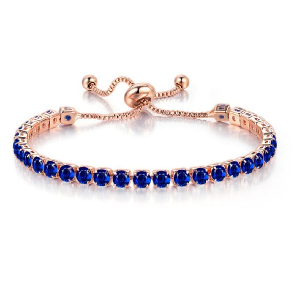 Maxpower (Blue) Cubic Zirconia Bracelet Bangle Beads Adjustable Handmade Charm Bracelets Women Fashion Jewelry Gifts Blue