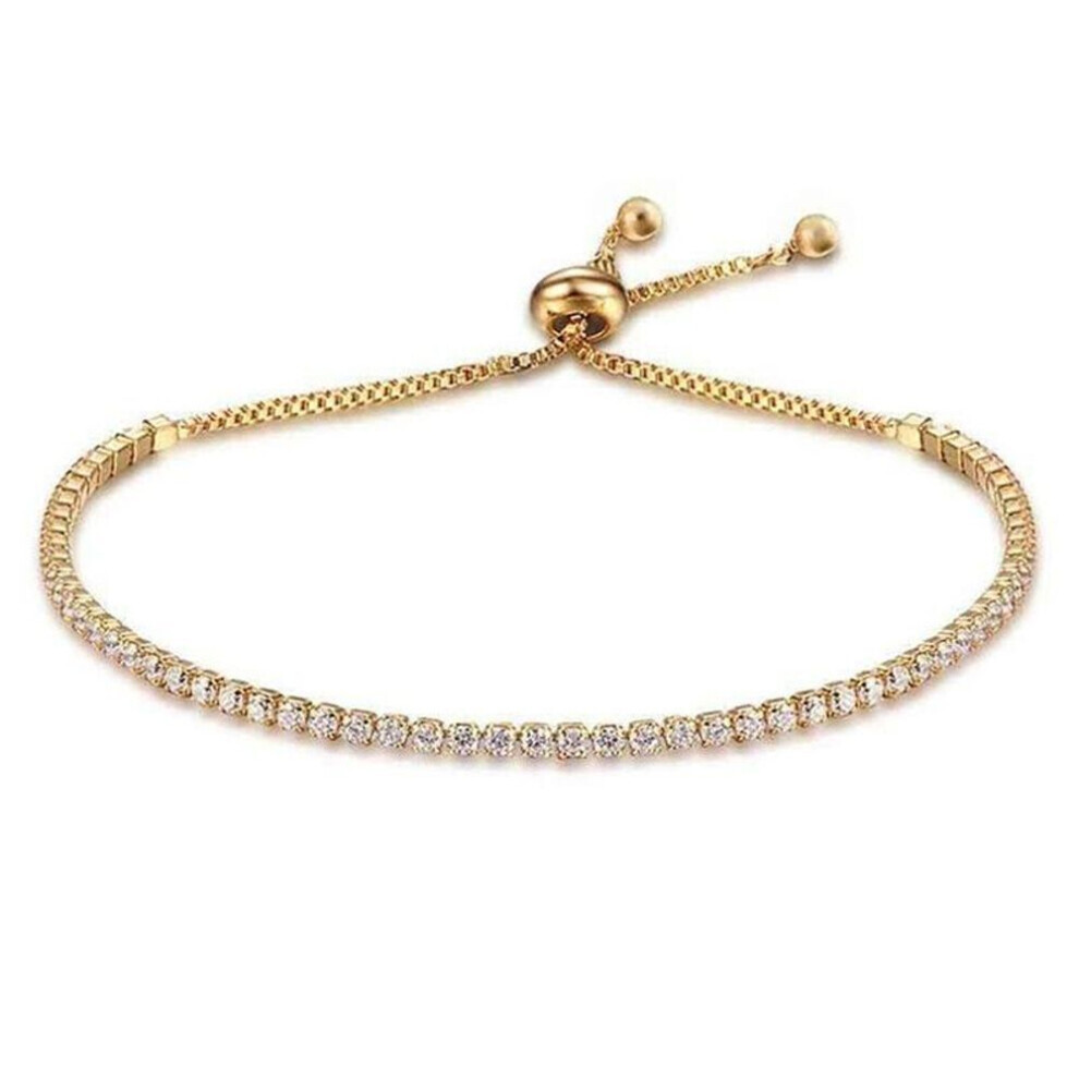 Maxpower (Gold) Cubic Zirconia Bracelet Bangle Beads Adjustable Handmade Charm Bracelets Women Fashion Jewelry Gifts Gold