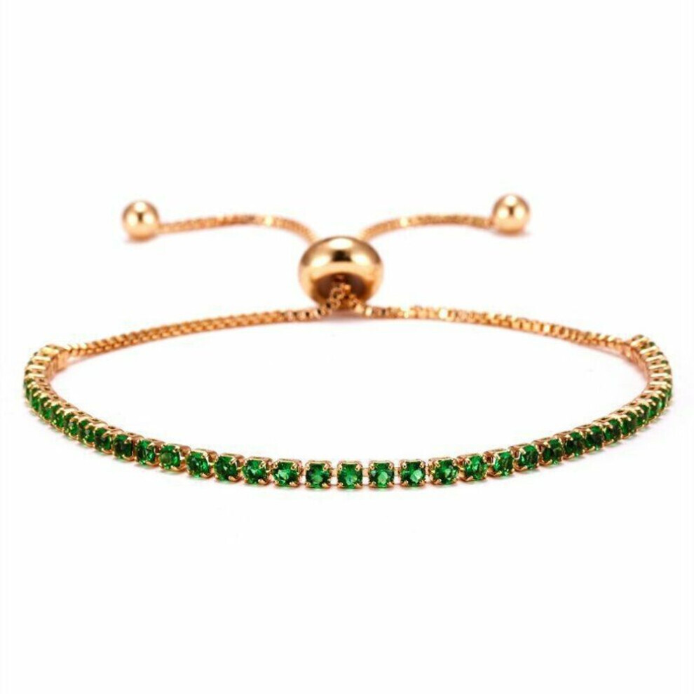 Maxpower (Green) Cubic Zirconia Bracelet Bangle Beads Adjustable Handmade Charm Bracelets Women Fashion Jewelry Gifts Green