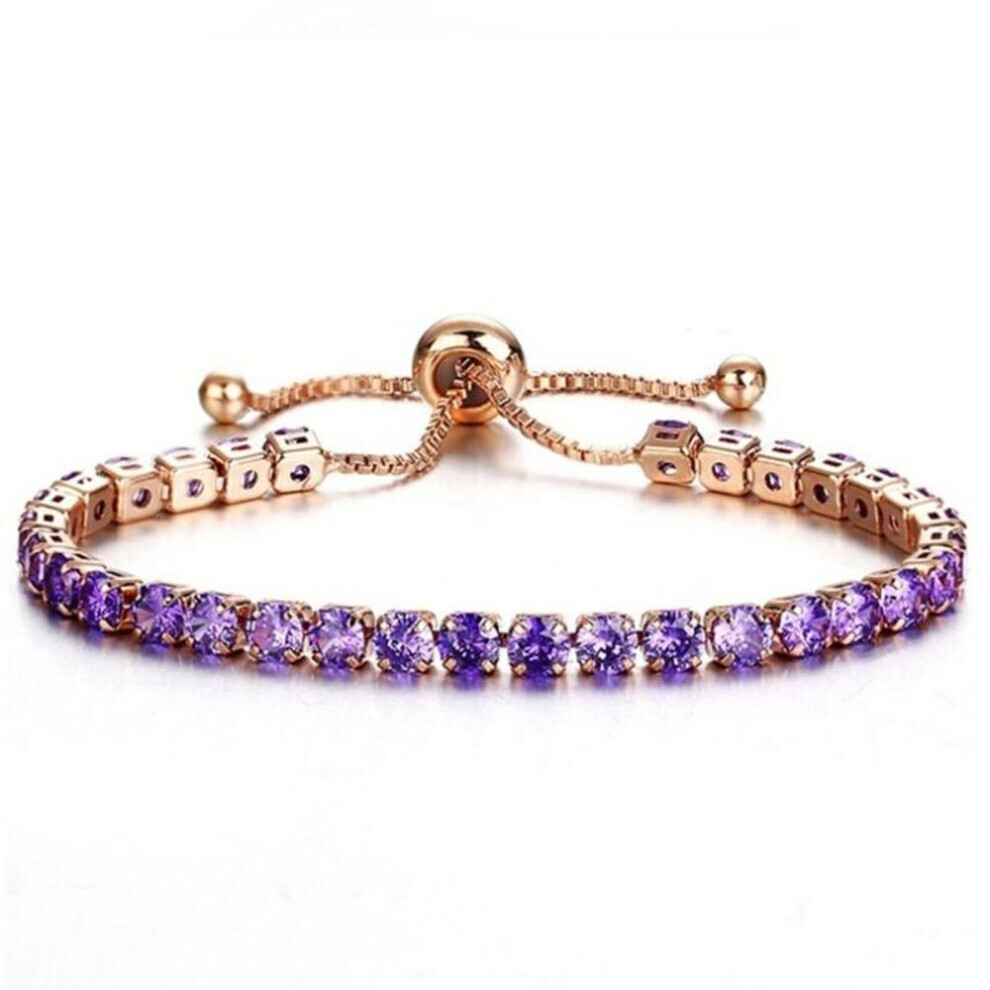Maxpower (Purple) Cubic Zirconia Bracelet Bangle Beads Adjustable Handmade Charm Bracelets Women Fashion Jewelry Gifts Purple