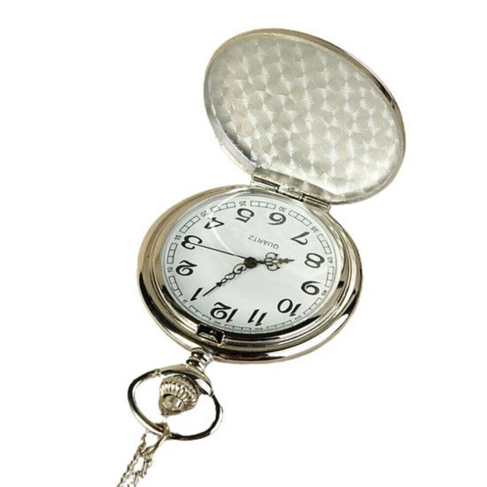 Maxpower (Silver) Pocket Watch Accurate Quartz Movement Punk Hanging Chain All Match Quartz Watch For Daily Life