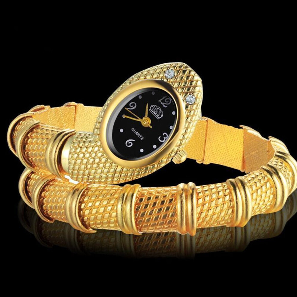 Maxpower (Gold) Cussi Unique Fashion Snake Shaped Bracelet Watch Women Watches Luxury Women's Watches