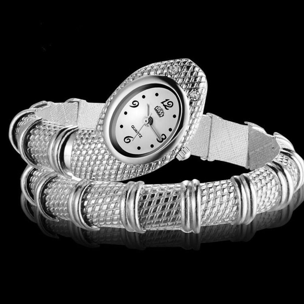 Maxpower (Silver) Cussi Unique Fashion Snake Shaped Bracelet Watch Women Watches Luxury Women's Watches