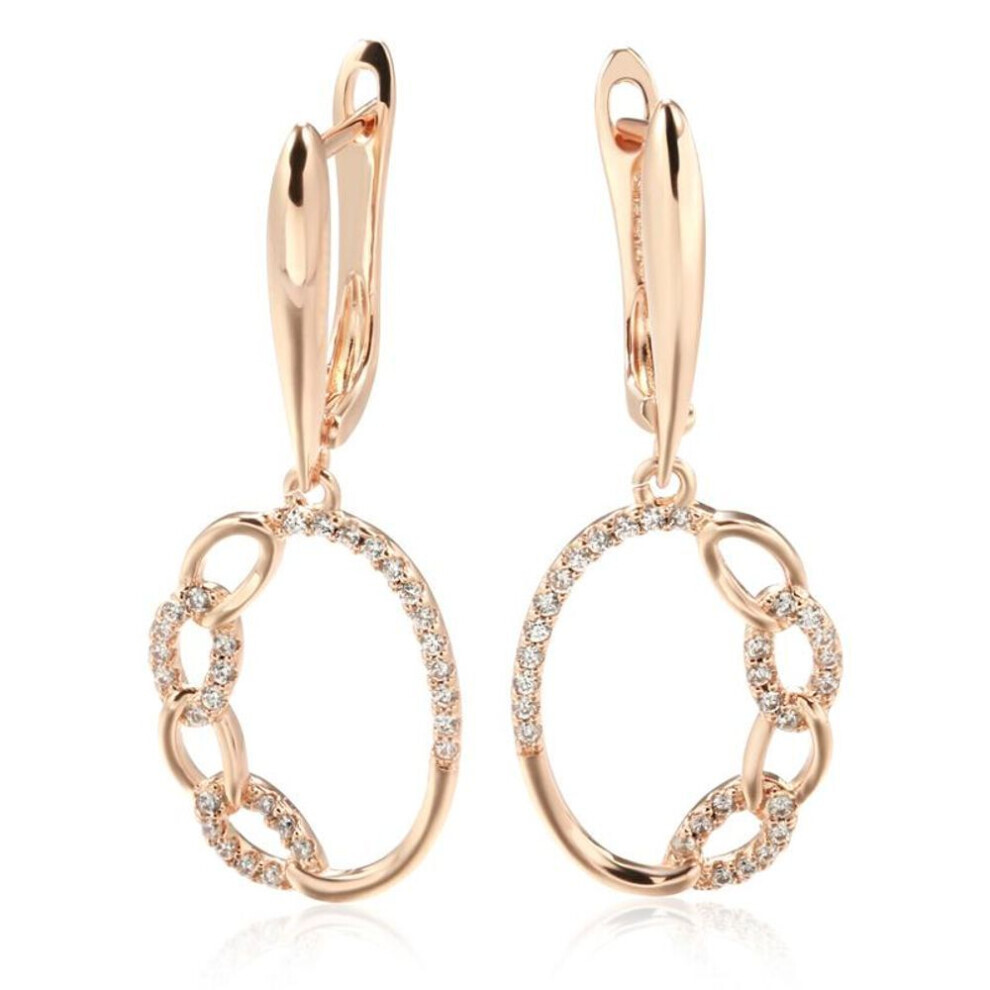 Maxpower (As The Picture) Personality Round Zircon Chain Pendant Earrings For Women Geometric Jewelry