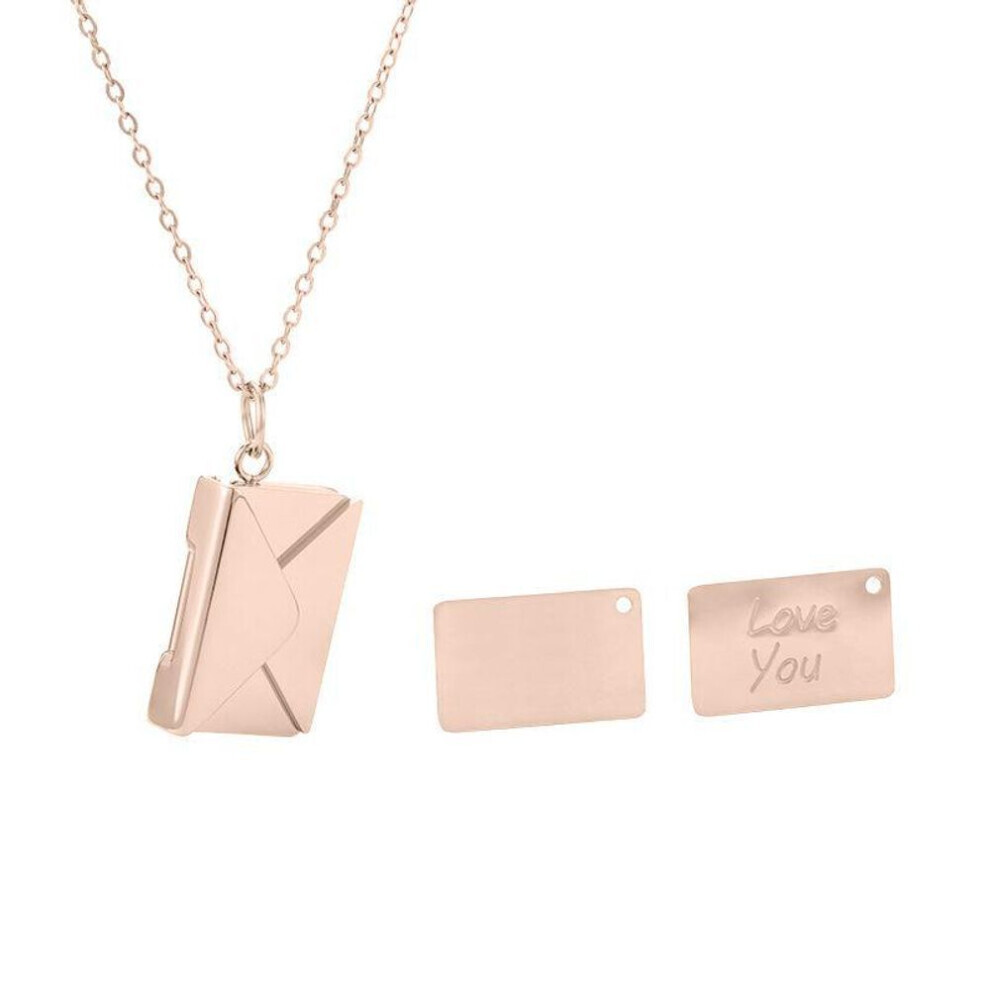 Maxpower (Rose Gold) "Stylish Titanium Steel Envelope Pendant Couple Necklace With English Letters"