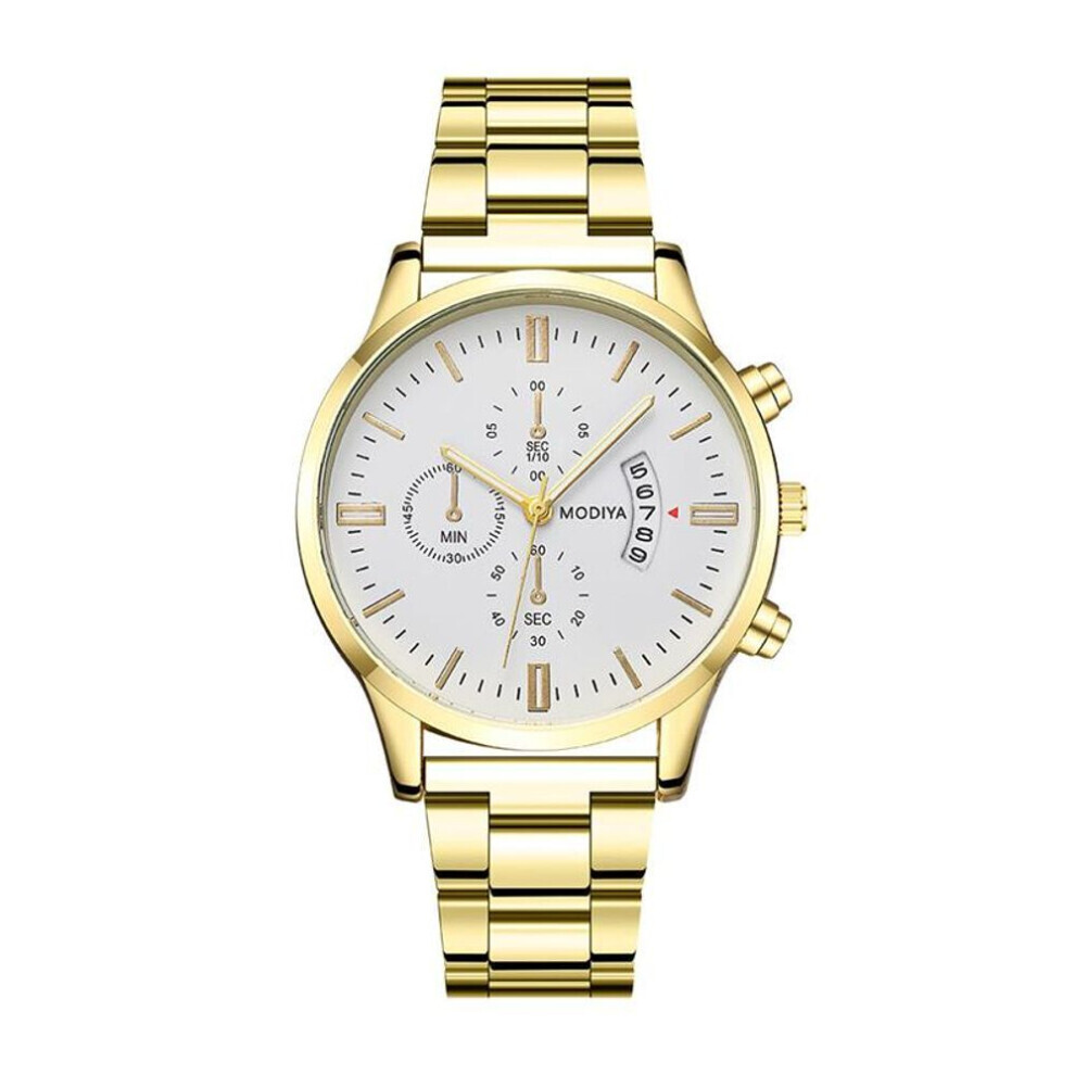 Maxpower (Gold) Fashion Analog Quartz Watch Mens Bracelet Watch Steel Band Casual Business Wristwatches Gold