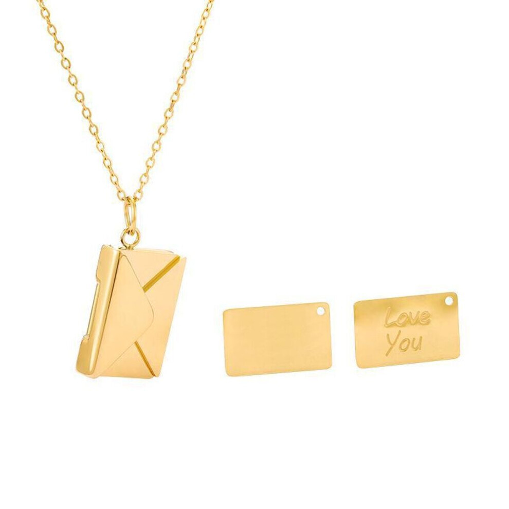 Maxpower (Gold) "Stylish Titanium Steel Envelope Pendant Couple Necklace With English Letters"