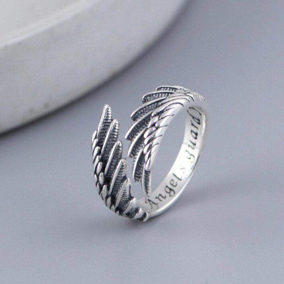Maxpower (White, ? Opening Adjustable ?) Bella Box Korean Version Personalized Angel Wings Imitation S925 Thai Silver Made Old Ins Fashion Crowd Index Finger O