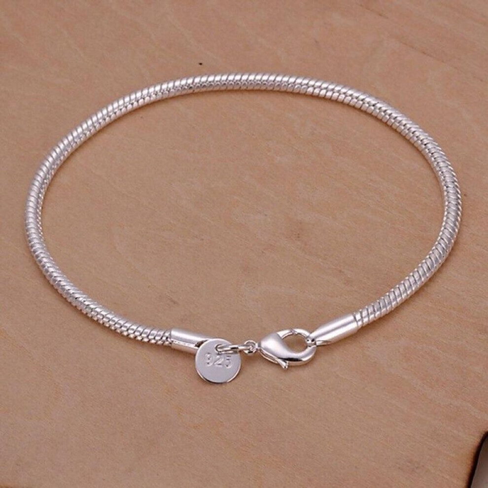 Maxpower (20Cm) 925 Sterling 3Mm Snake Chain Bracelet Party Gift Charm Jewelry Silver