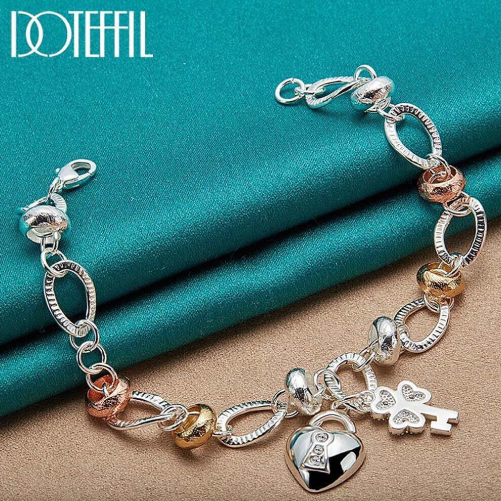 Maxpower (20Cm) Sterling 925 Key Heart Lock Bracelet Fashion Jewelry Silver