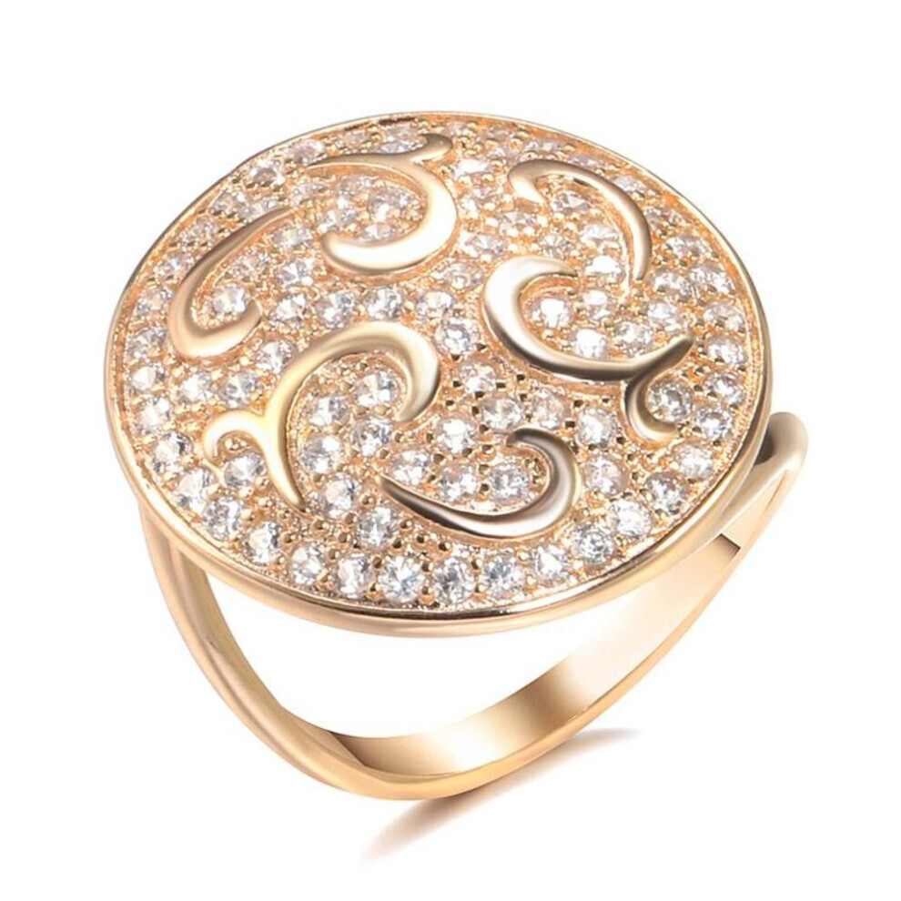 Maxpower (Rose 8) Kinel Rose Round Big Rings Cubic Zircon Jewelry Gold