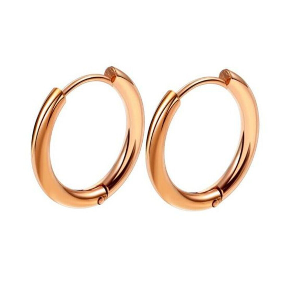 (rose gold, 18mm) 1 Pair Hoop Earrings Stainless Steel Geometric Elegant Polished Color Metal Circle Earrings