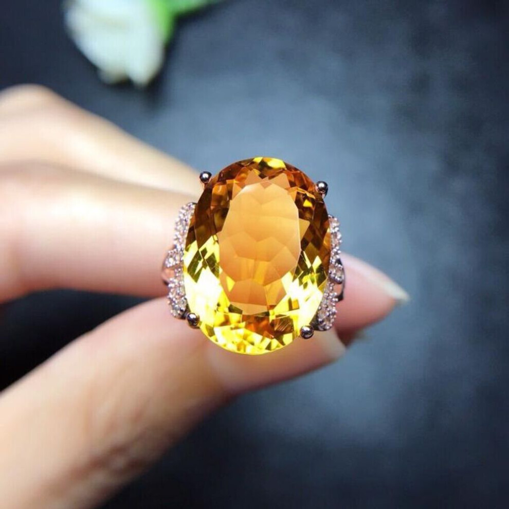 Maxpower (Yellow, Adjustable Opening) Pomoiii New Fashion Temperament Princess Butterfly Oval Shape Yellow Opening Rings For Women Zircon Mother's Day Fi
