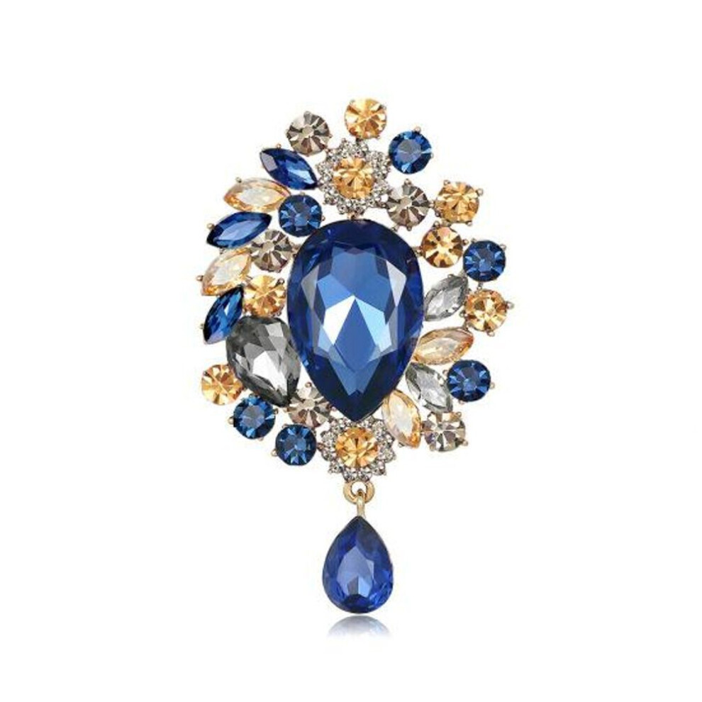 Maxpower (Blue) Brooch European And American Luxury Super Flash Crystal Brooch
