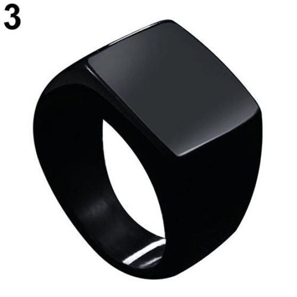 (black, US 10) Fashion Men Stainless Steel Plain Square Wedding Finger Ring Band Punk Jewelry