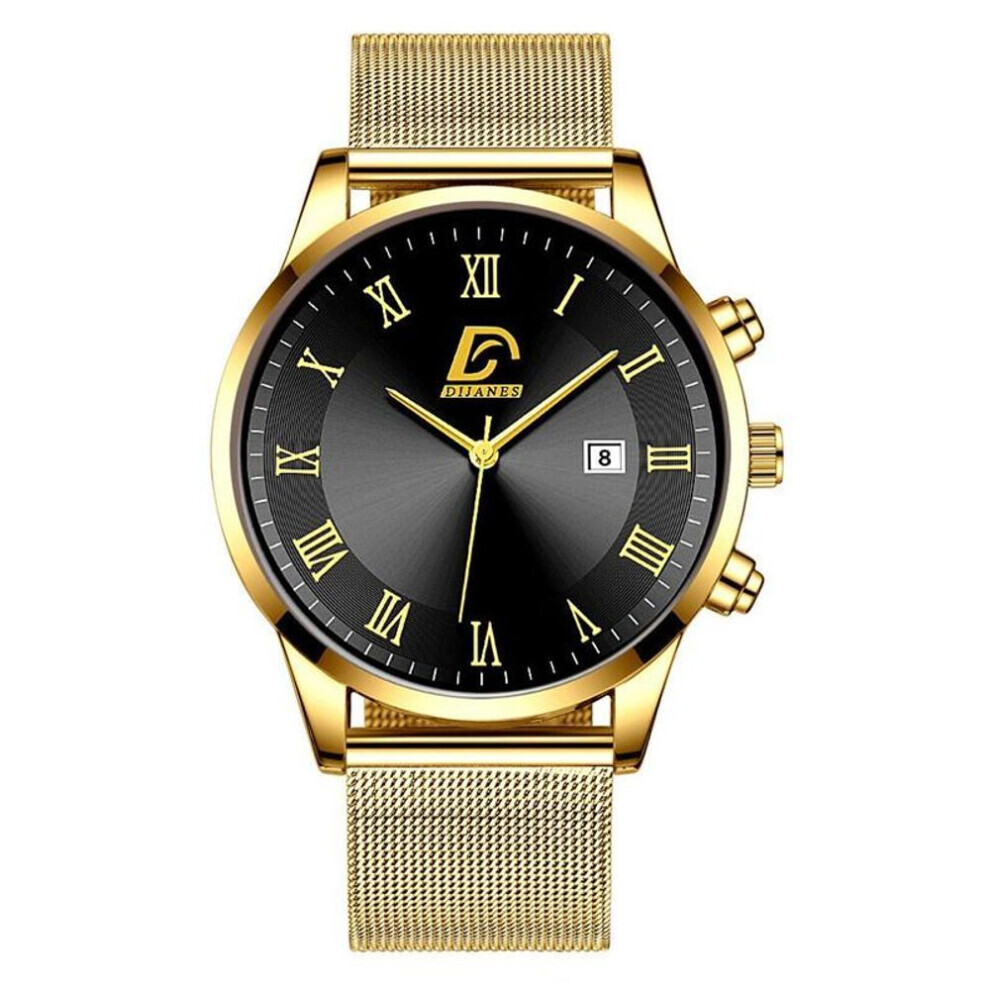 Maxpower (Gold,) Fashion Mens Watches Luxury Stainless Steel Calendar Quartz Wrist Watch For Men Business Casual Clocks Black
