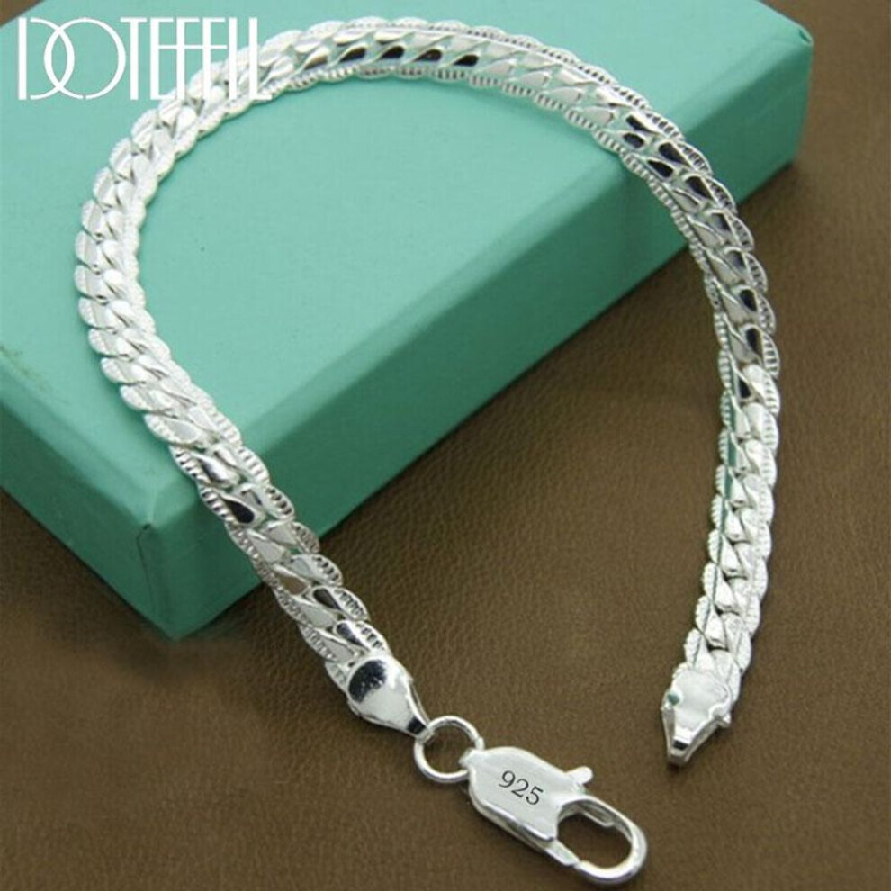 Maxpower (19Cm) Bracelet 6Mm 18/19/20Cm Flat Side Chain 925 Sterling Wedding Jewelry Silver